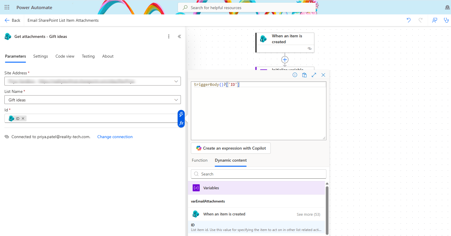 How to Send SharePoint List Item Attachments by Email Using Power Automate? 5 Retrieve the SharePoint Attachments