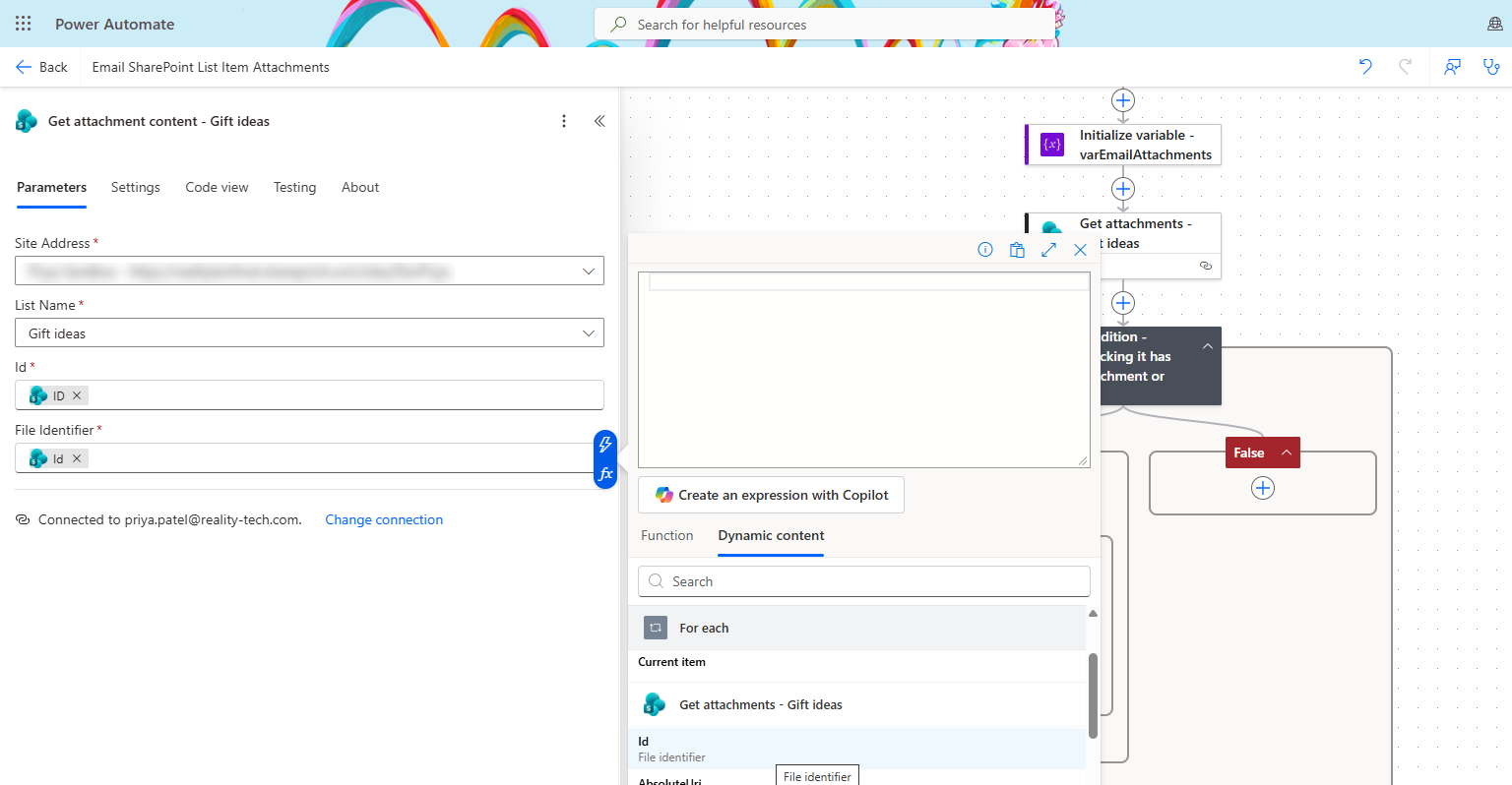How to Send SharePoint List Item Attachments by Email Using Power Automate? 7 Get the Content of Each Attachment