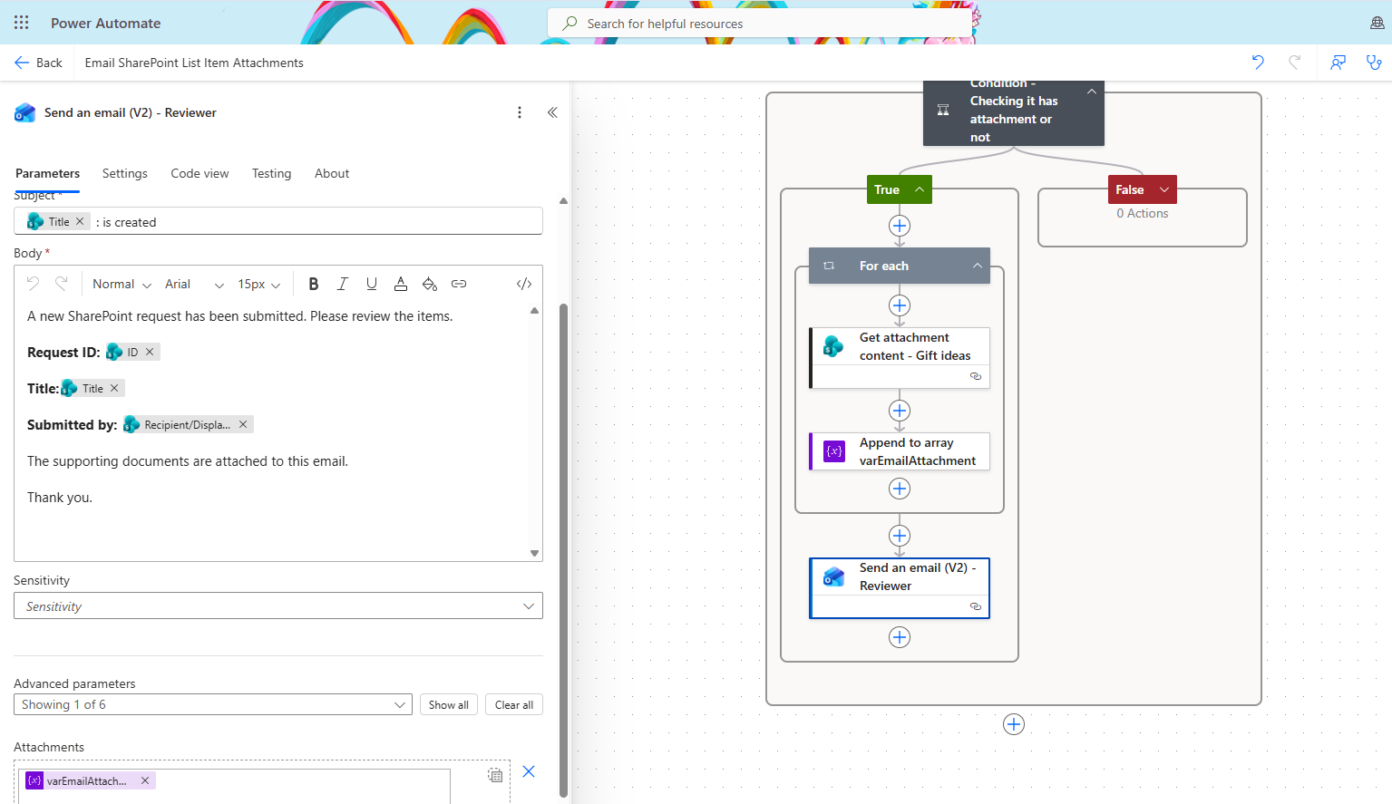 How to Send SharePoint List Item Attachments by Email Using Power Automate? 9 Send the Email