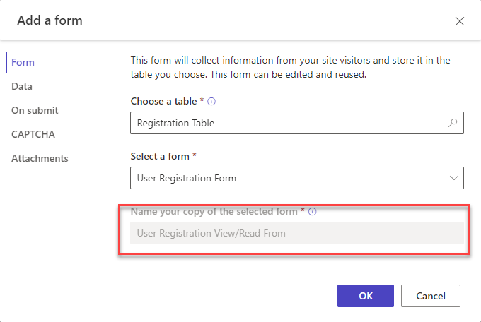 Add a Form Pop Up Form