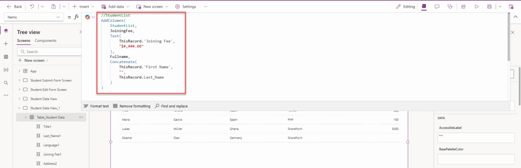 Using In Function Power Apps Table How To Add A Custom Column To A Table Control In Power Apps