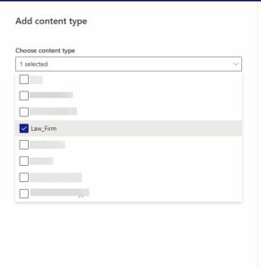 Select the Content Type you want to add