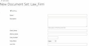 Enter a name of the document set and fill metadata values you want to inherit by child documents.