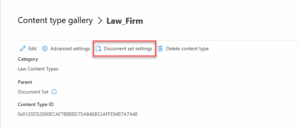 Click Document Set settings.