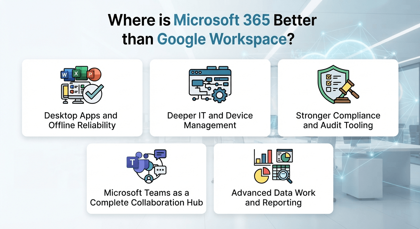 Google Workspace vs Microsoft 365: Which Is Better in 2026? 5 Where is Microsoft 365 Better than Google Workspace_